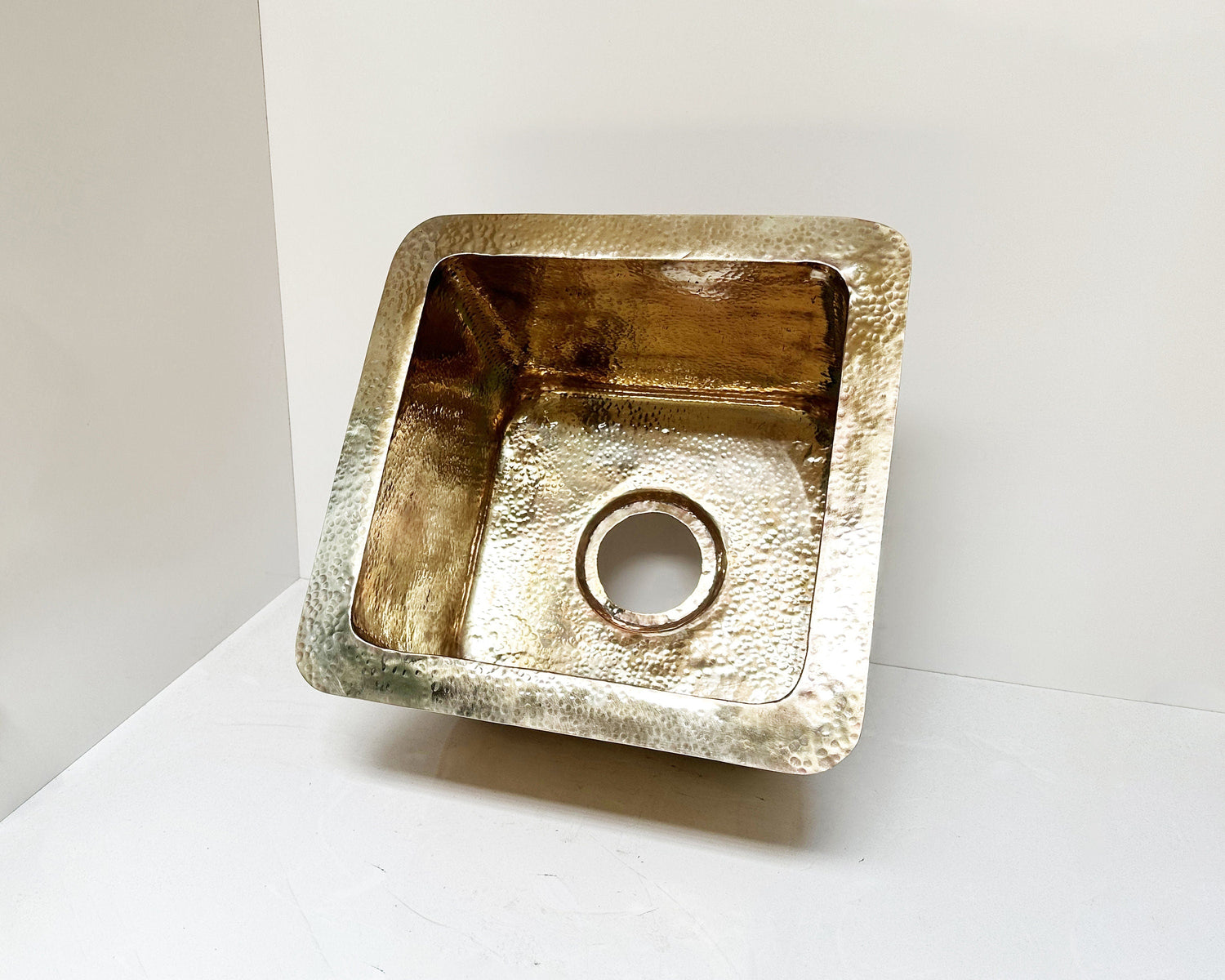 Unlacquered Brass Undermount Kitchen Sink, Island Brass Kitchen Sink, Hammered Brass Bar Sink, Square Kitchen sink Including Sink Drain