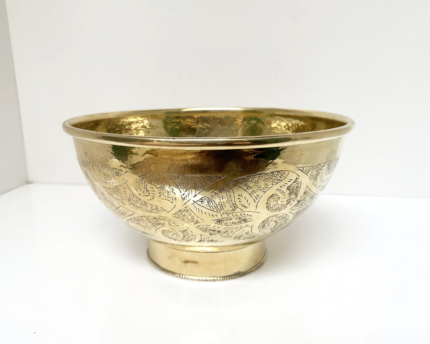 Engraved Unlacquered Brass Bathroom Vessel Sink