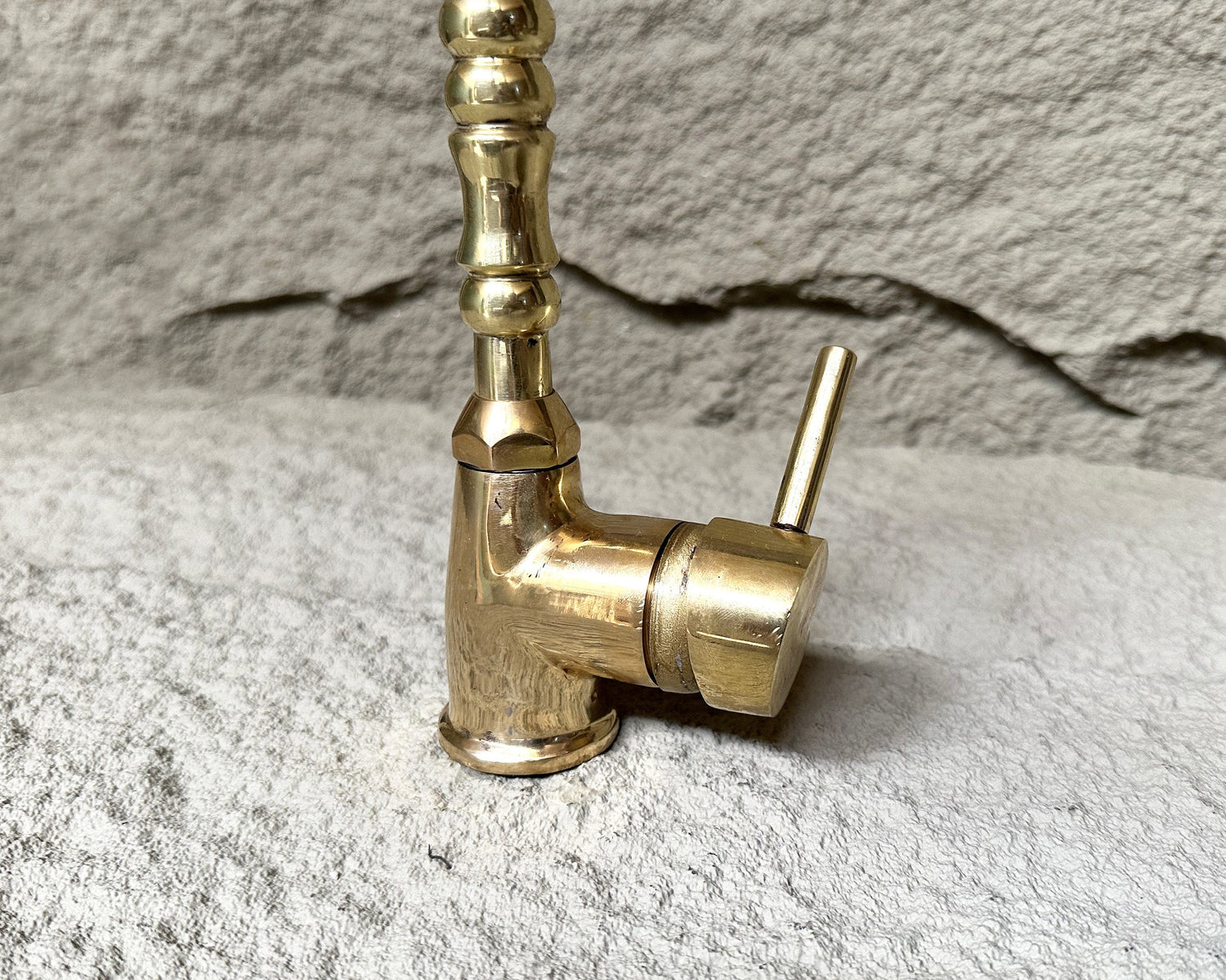 Unlacquered Brass Bathroom Sink Faucet, Solid Brass Mixer Faucet, Single Handle Deck Mount Faucet