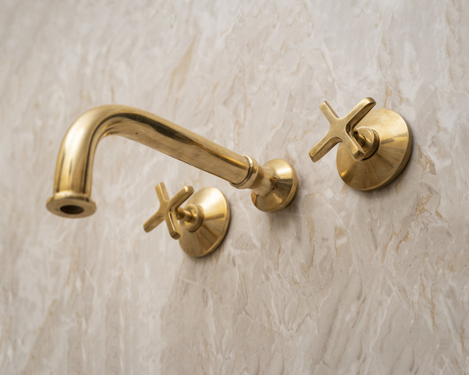 Unlacquered Brass Bathroom Sink Faucet, Solid brass Wall Mounted Faucet, Bathroom Vanity Faucet With Rough in Valve