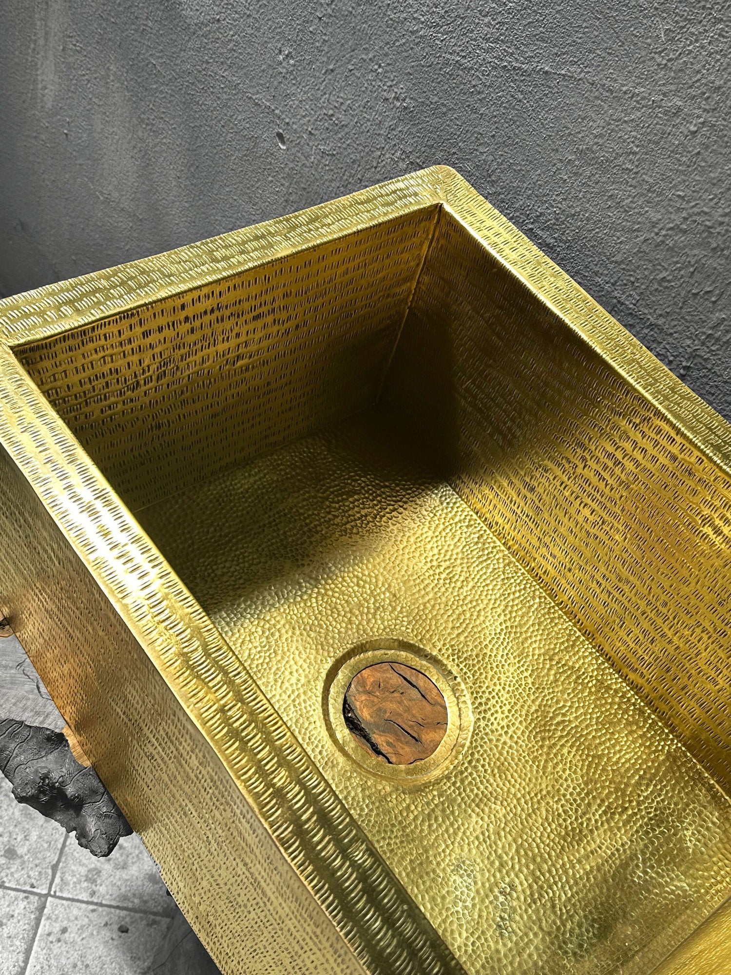 Unlacquered Brass Hammered Farmhouse Sink, Solid Brass Large Kitchen Sink