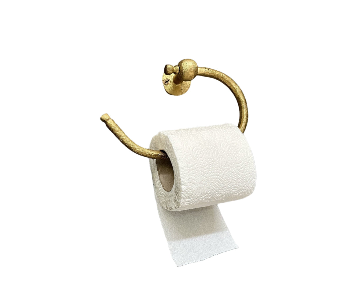 Curved Unlacquered Brass Toilet Paper Holder – Handcrafted Wall Mounted Solid Brass Roll Holder