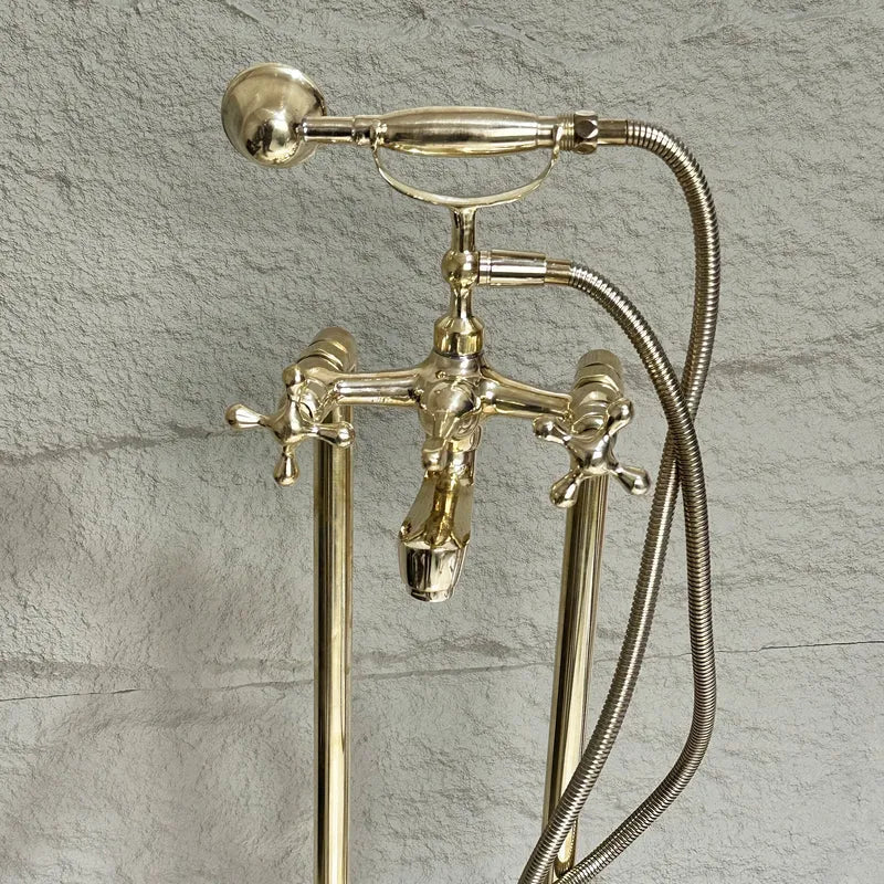 Brass Freestanding Tub Filler – Hand Shower Included