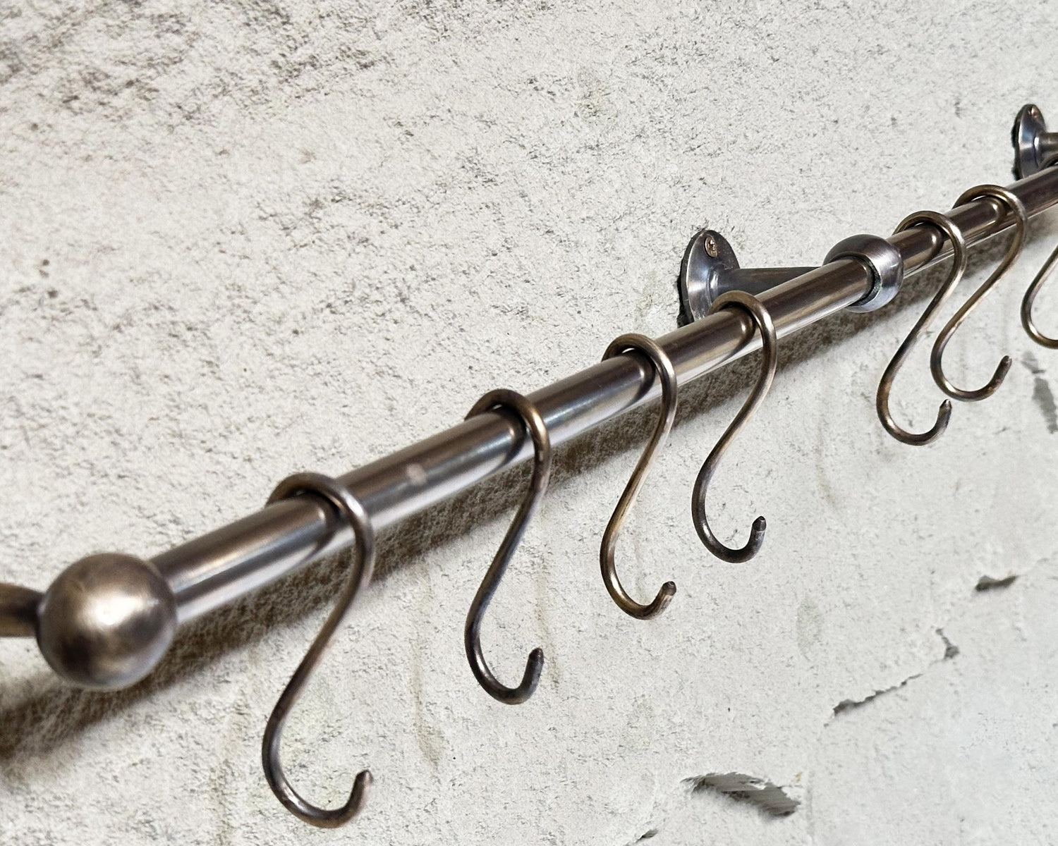 Oil Rubbed Bronze Wall Mounted Pot Rack With Hooks