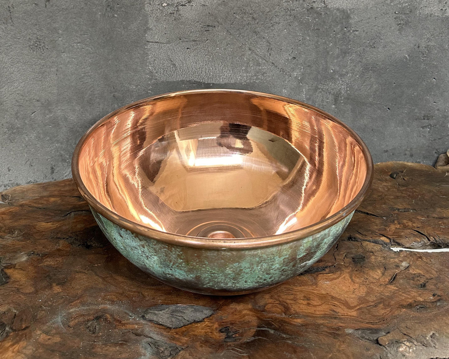 Oxidized Copper Sink , Green Patina Bathroom Vessel