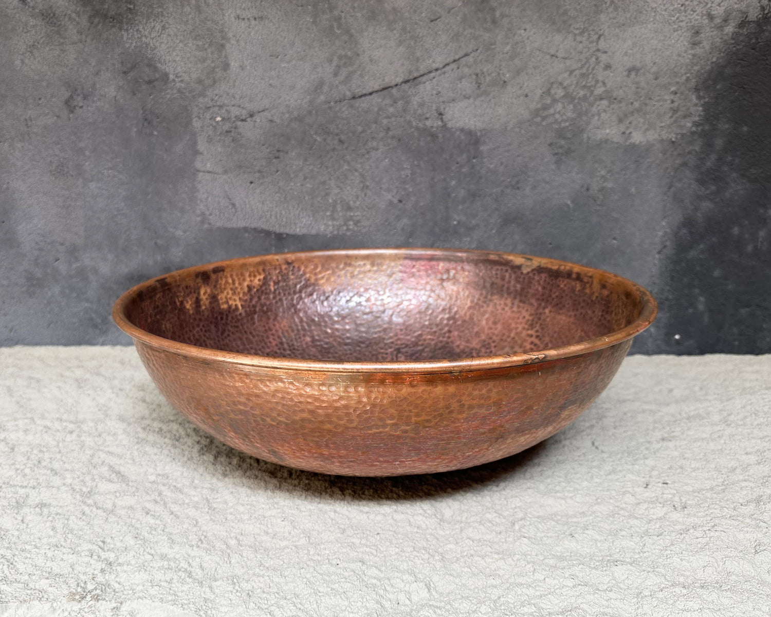 Round Copper Vessel Sink – Aged Bathroom Vanity Basin