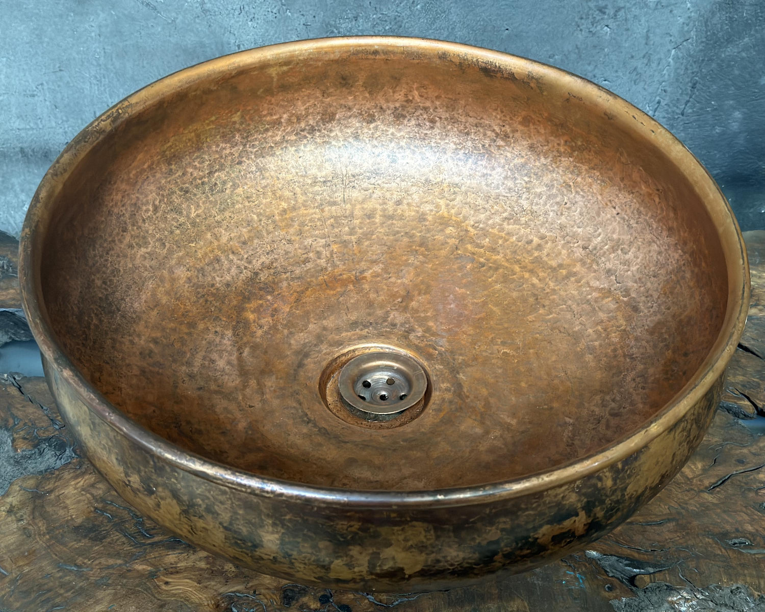 Hammered Copper Sink ,Dark Brown Bathroom Vessel