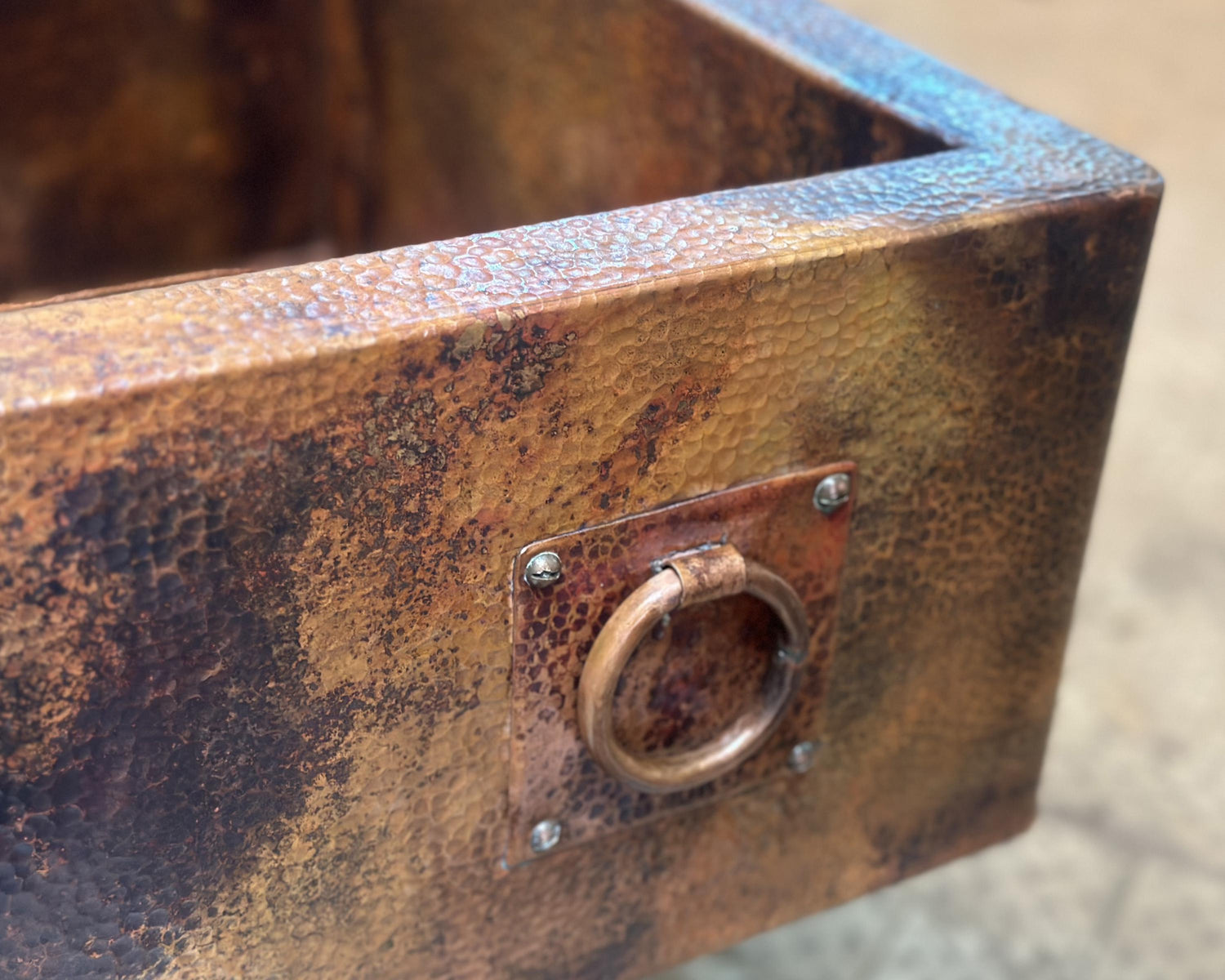 Hammered Apron Kitchen Sink With Dark Brown Finish