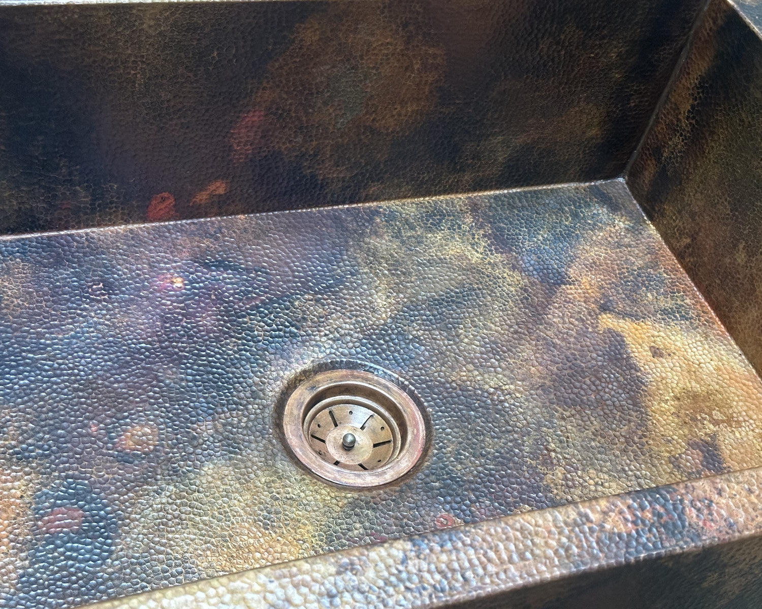 Hammered Apron Kitchen Sink With Dark Brown Finish