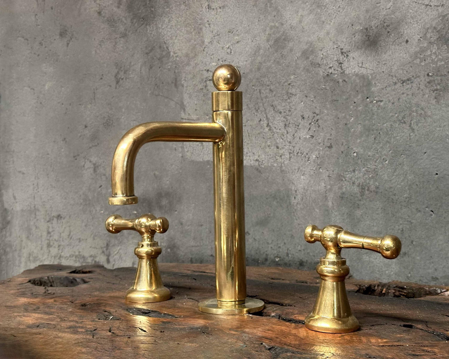Victorian Brass Bathroom Faucet – Widespread Deck Mount