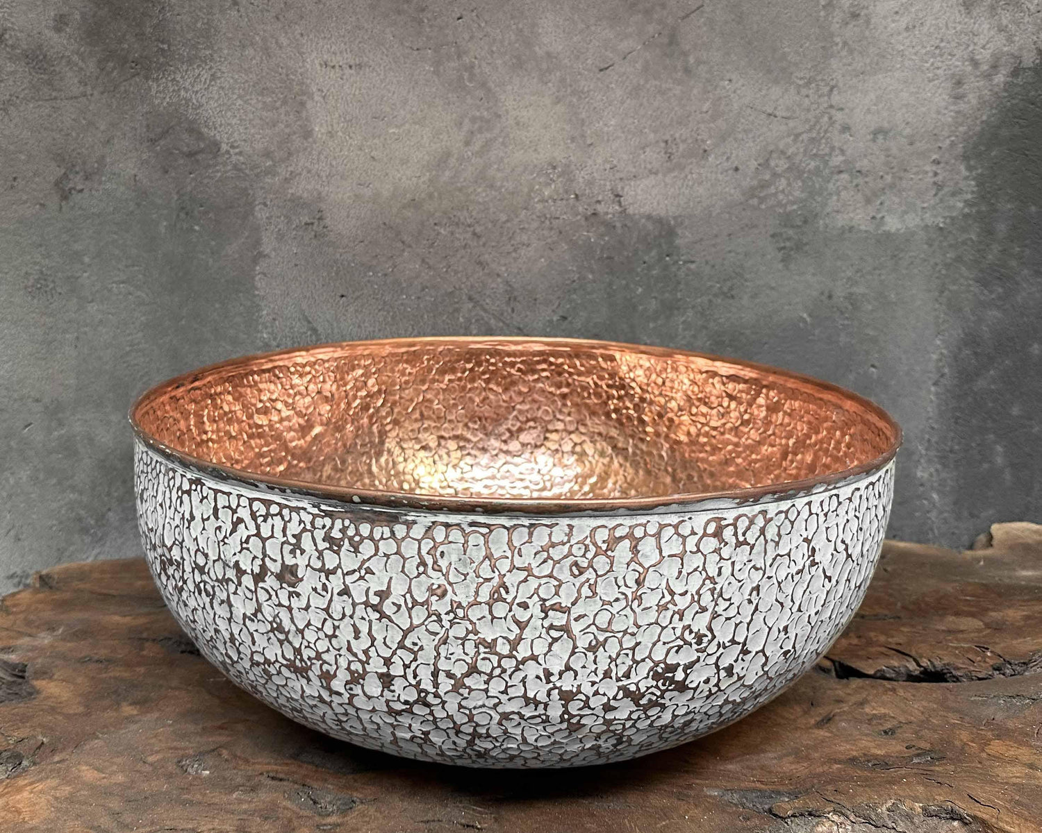 White Hammered Copper Sink – Unique Vessel Basin
