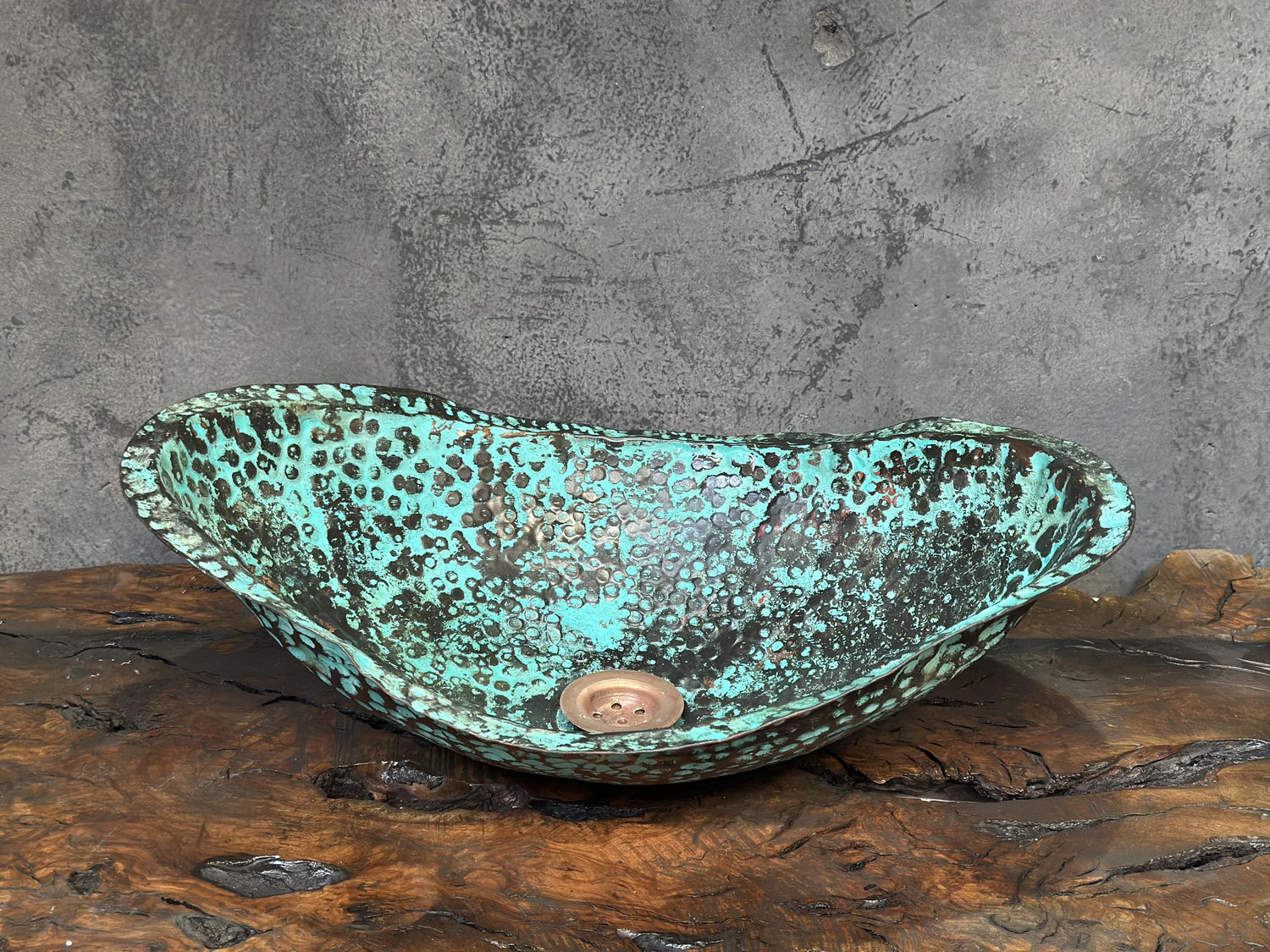 Antique Verdigris Basin – Oval Hammered Vanity Sink