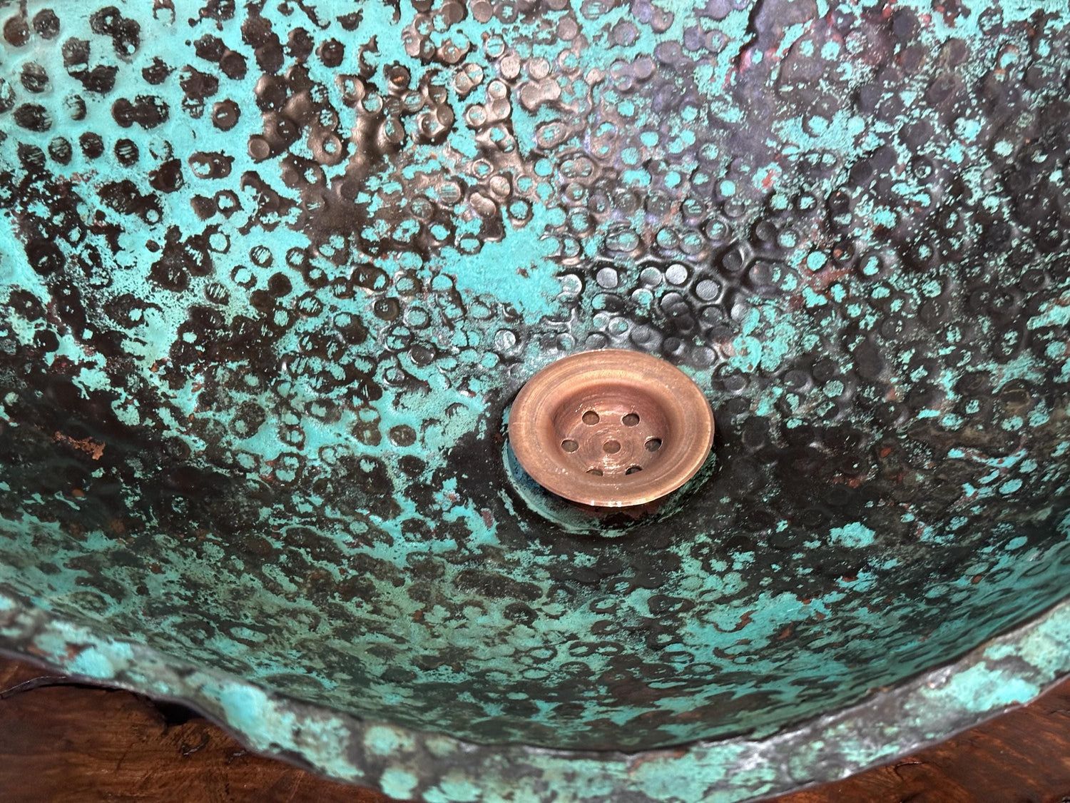 Antique Verdigris Basin – Oval Hammered Vanity Sink