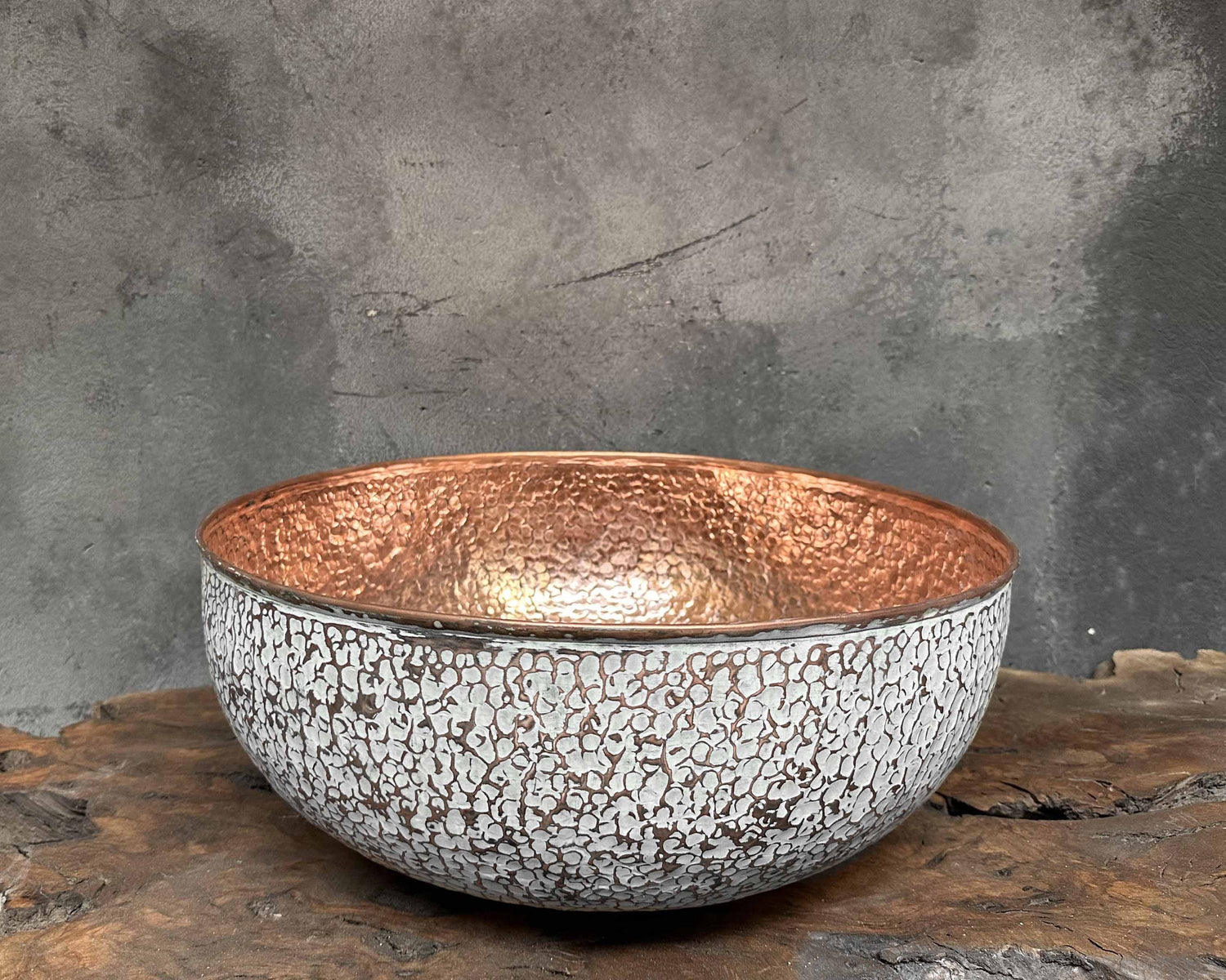 White Hammered Copper Sink – Unique Vessel Basin