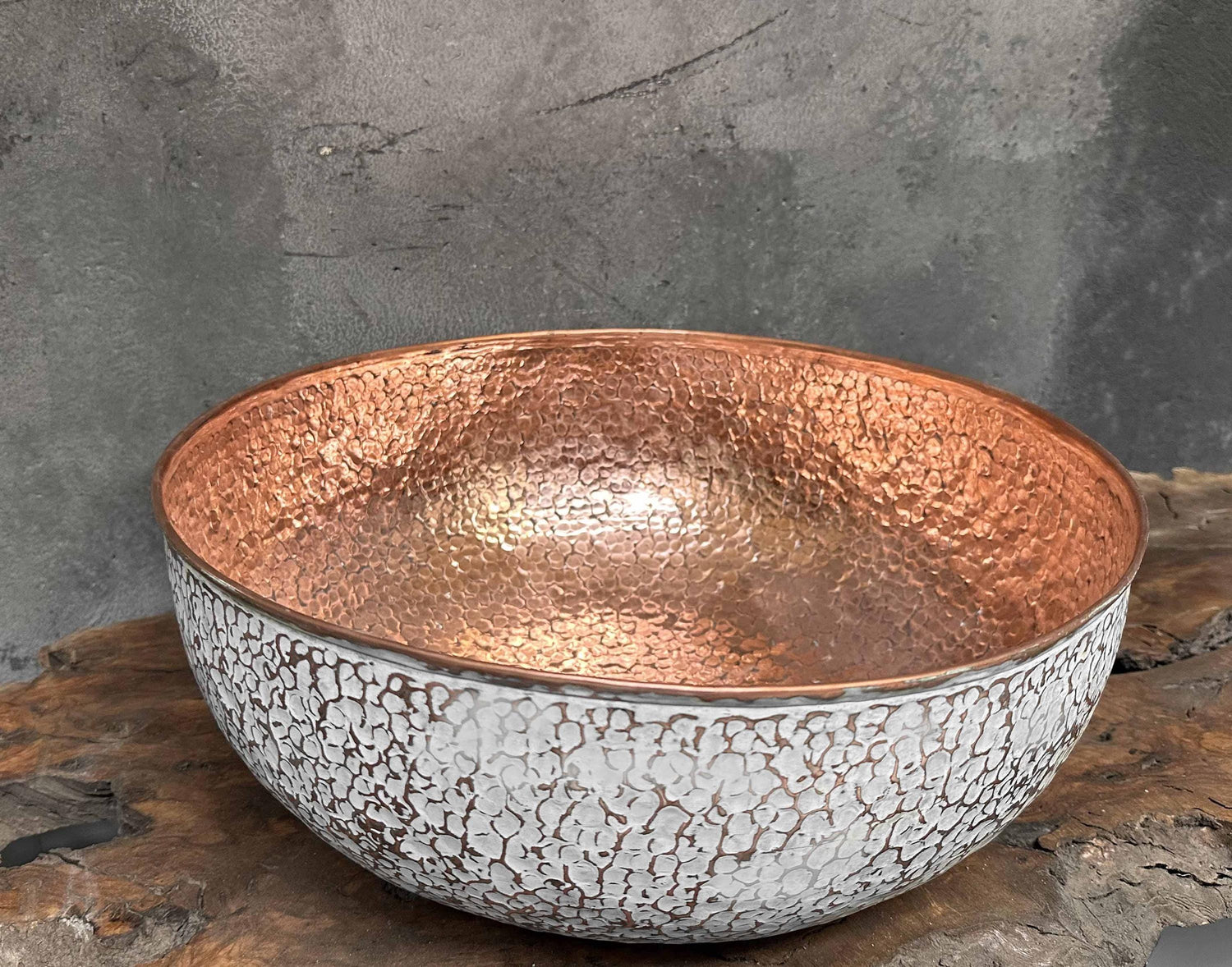 White Hammered Copper Sink – Unique Vessel Basin