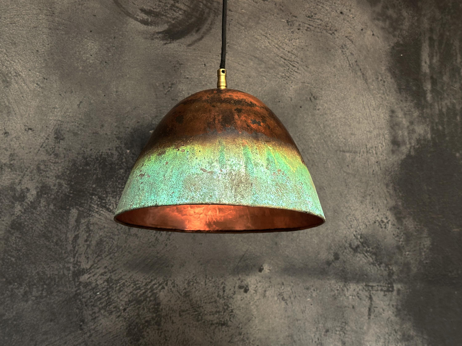 Green Patina Copper Pendant Light Kitchen, Hammered Vintage Copper Light Fixture, Farmhouse Copper Lamp