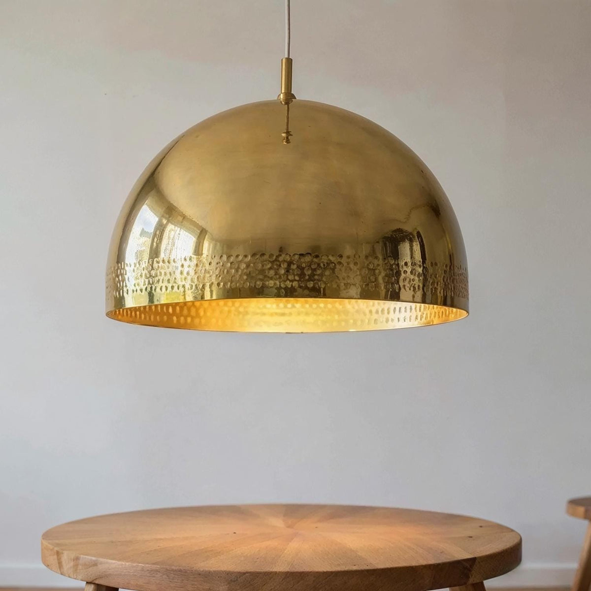Gold Dome Pendant Lamp – Handmade Minimalist Ceiling Light