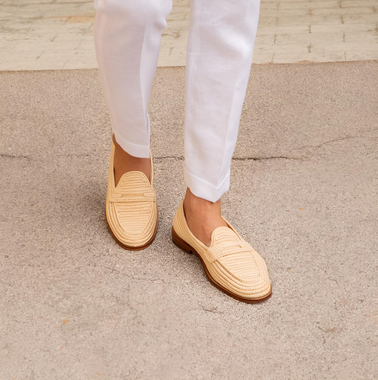 Classic Raffia Penny Loafers – Minimal Natural Style