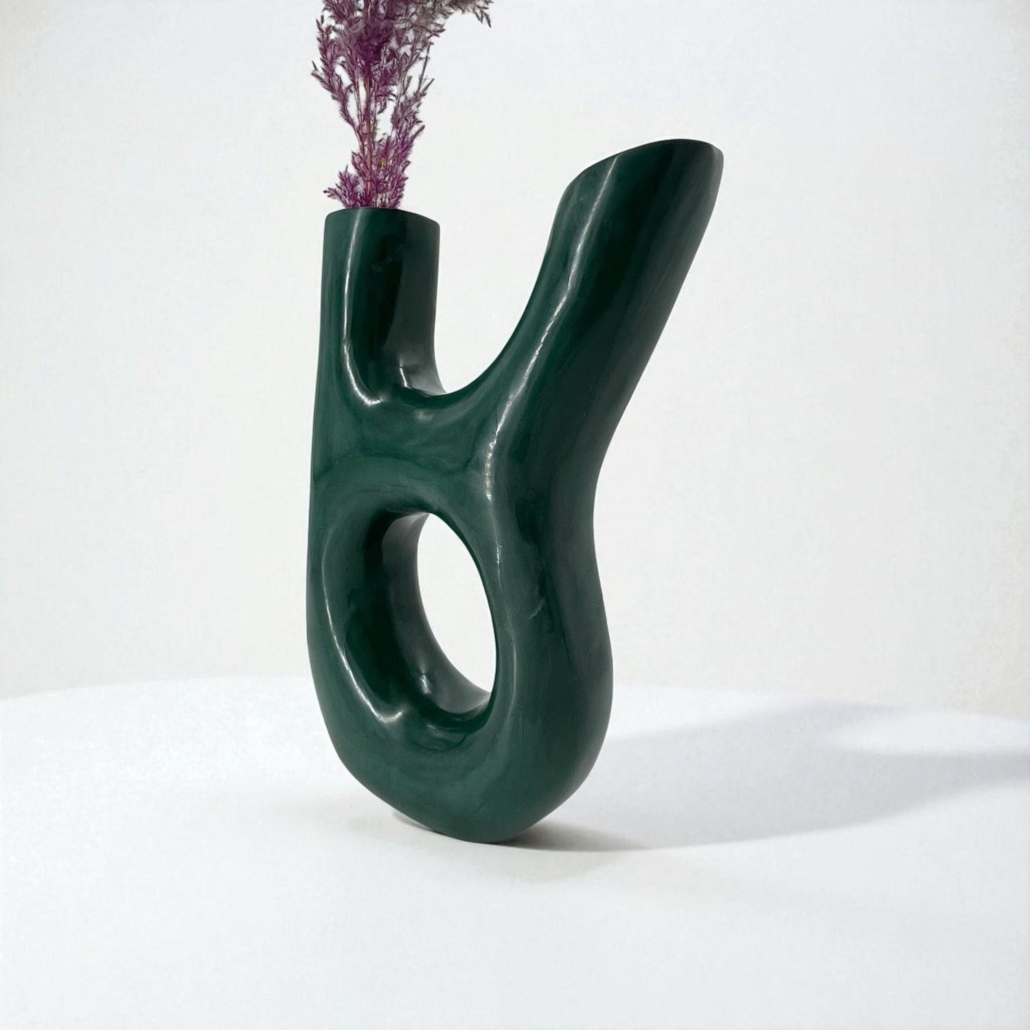 Handmade Ceramic Vase – Abstract Green Sculptural Modern Vase