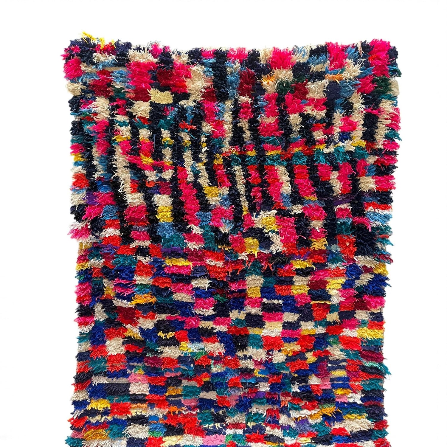 Vibrant Boucherouite Colorful Rug - Handwoven Moroccan Rag Rug - 7 x 5 ft