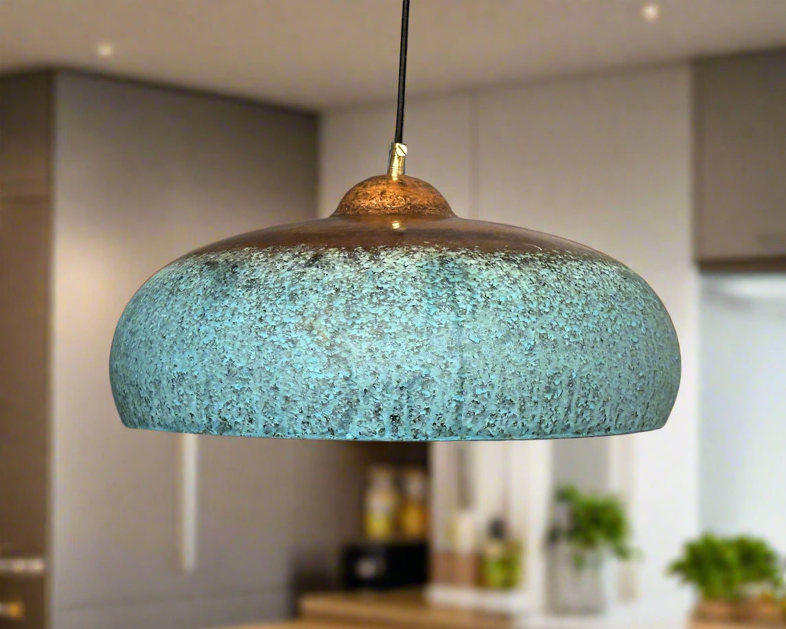 Blue Patina Copper Kitchen Island Lighting