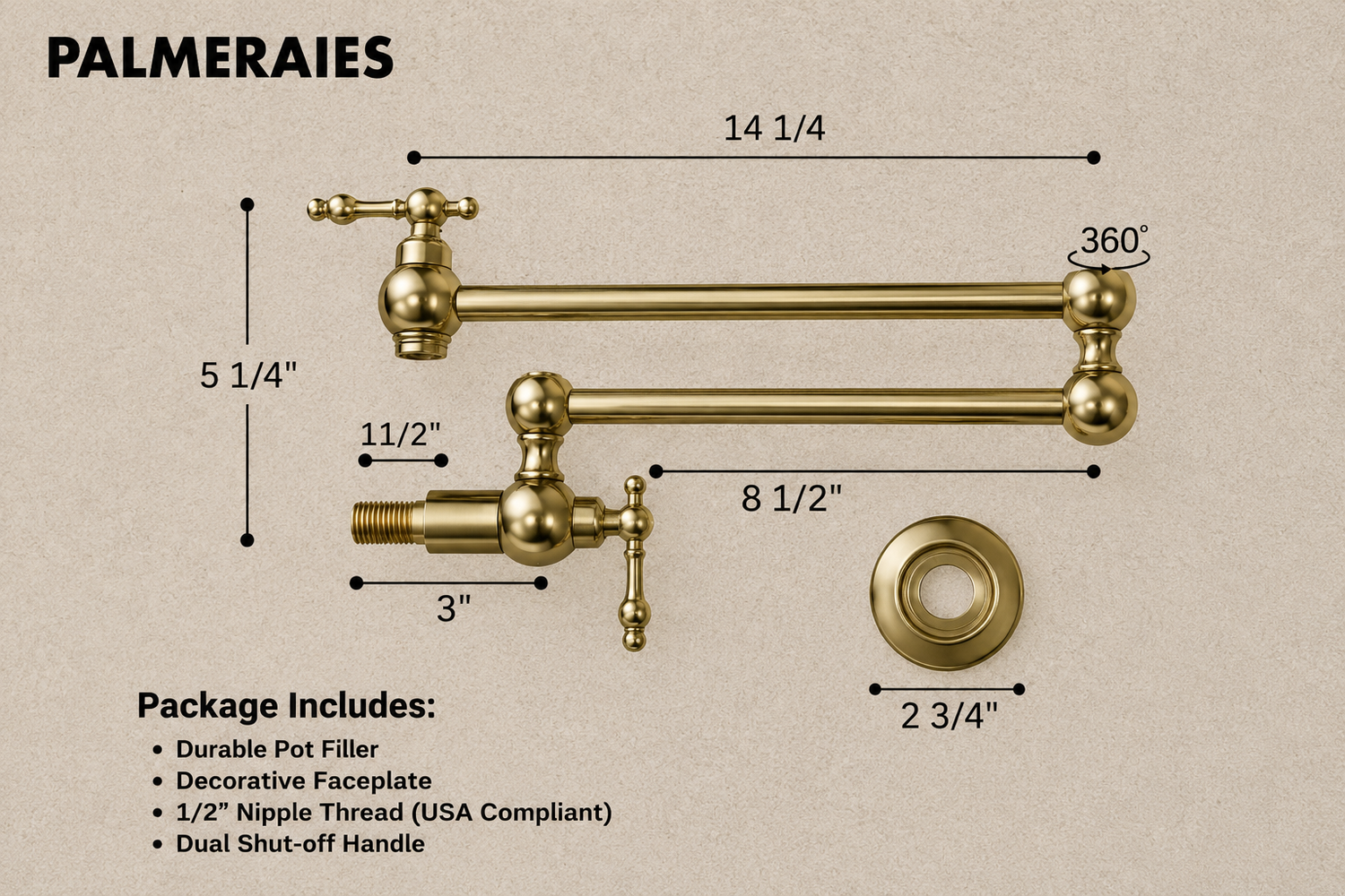 Pot Filler Faucet - Brass Potfiller Faucet