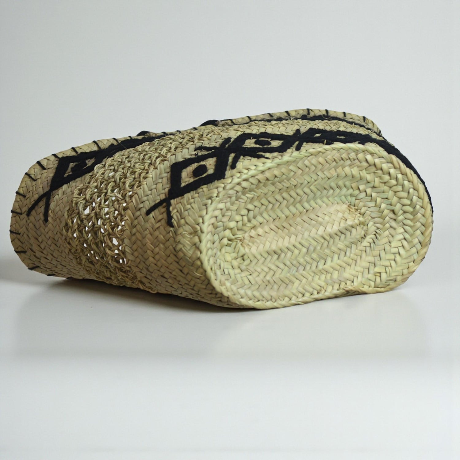 Black Tribal Woven Straw Tote Bag