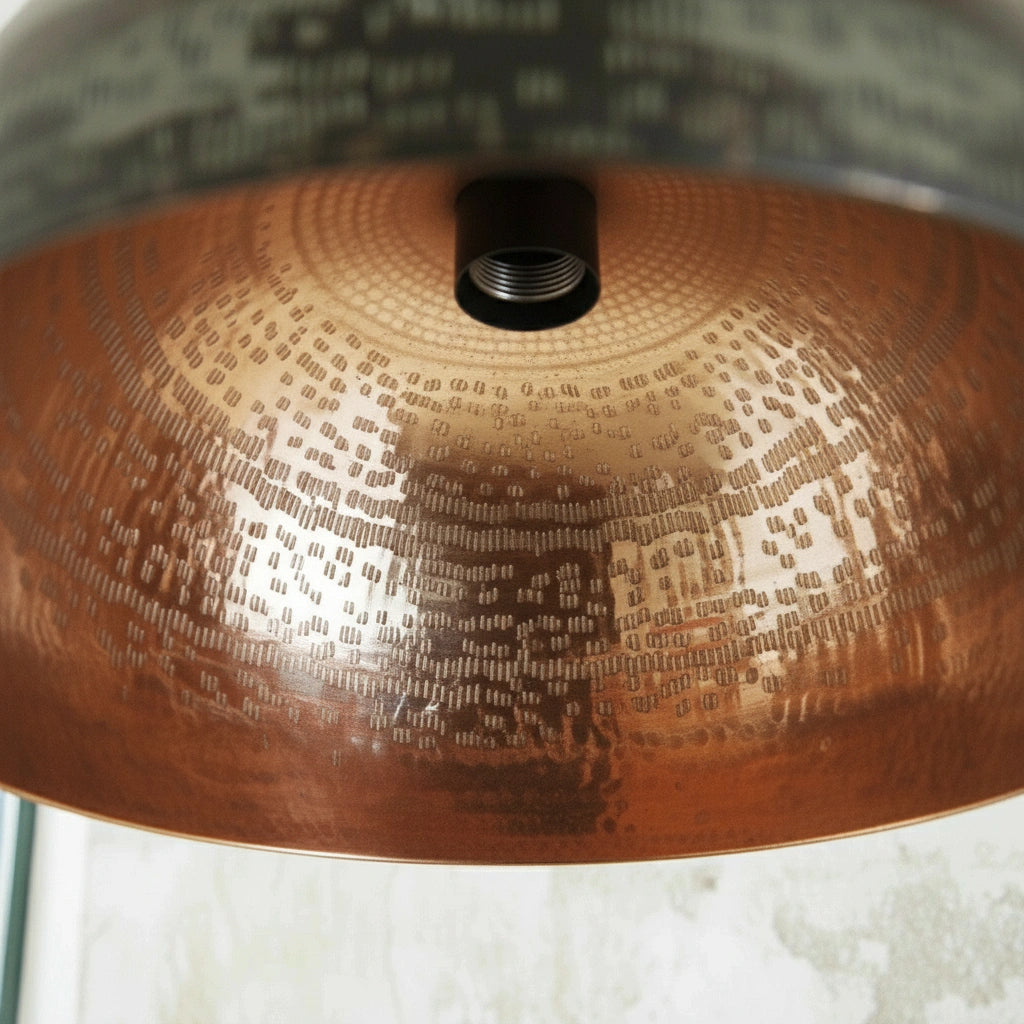 Hammered Copper Dome Pendant Rustic Ceiling Light