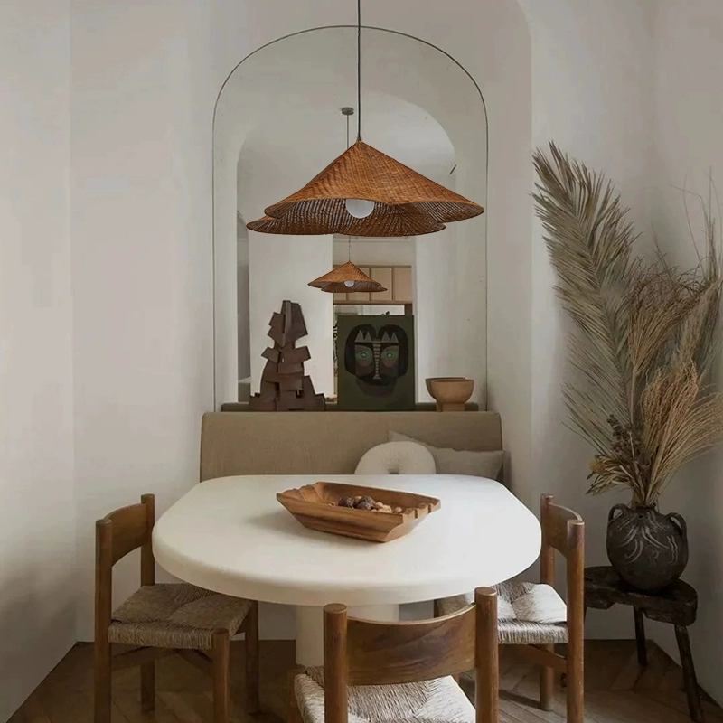 Kalani Scallop Rattan Pendant Light – Cone Shade