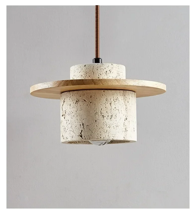 Kanso Wabi Sabi Stone and Wood Pendant Light