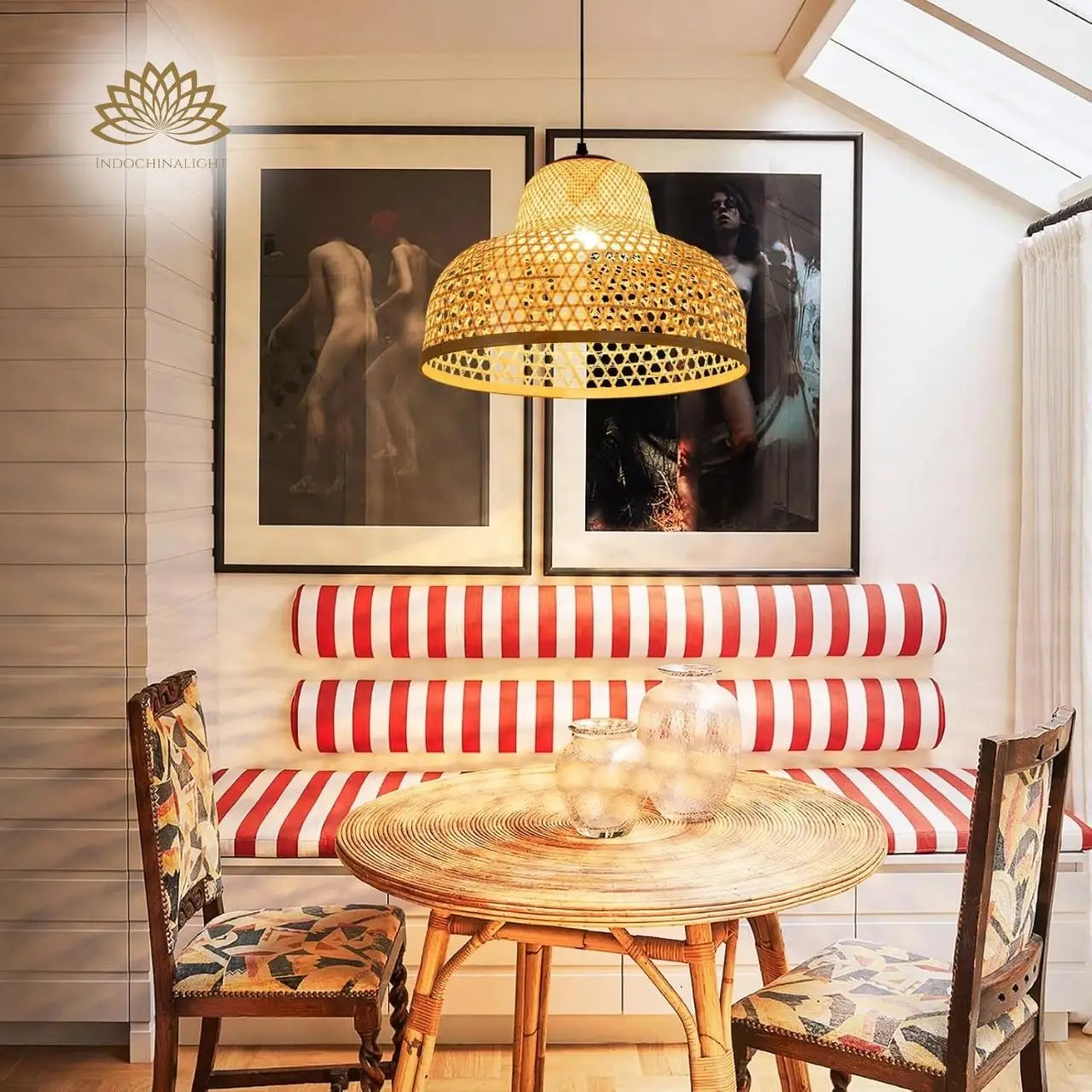 Lily Woven Bamboo Dome Pendant Light