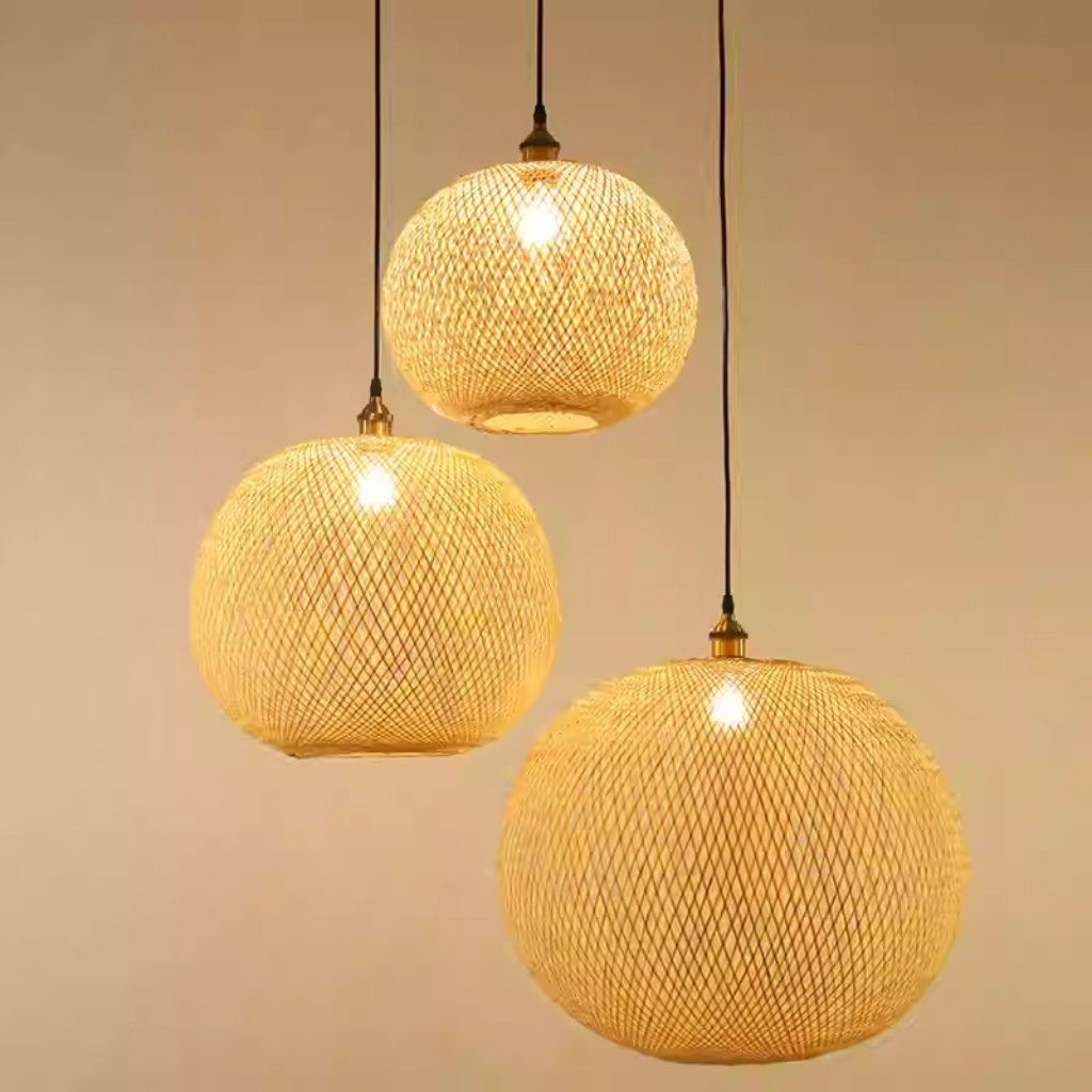 Lucy Woven Round Bamboo Pendant Light