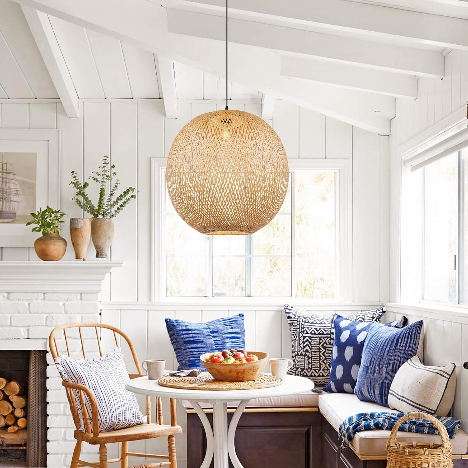 Lucy Woven Round Bamboo Pendant Light