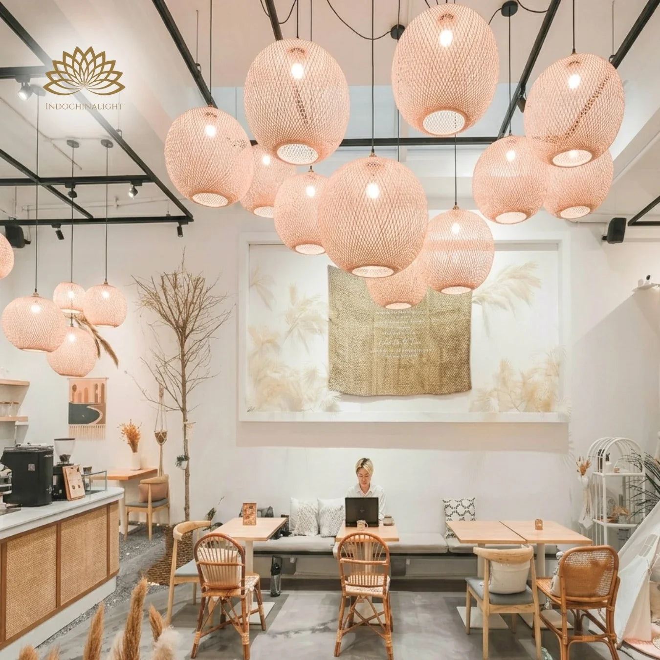 Lucy Woven Round Bamboo Pendant Light