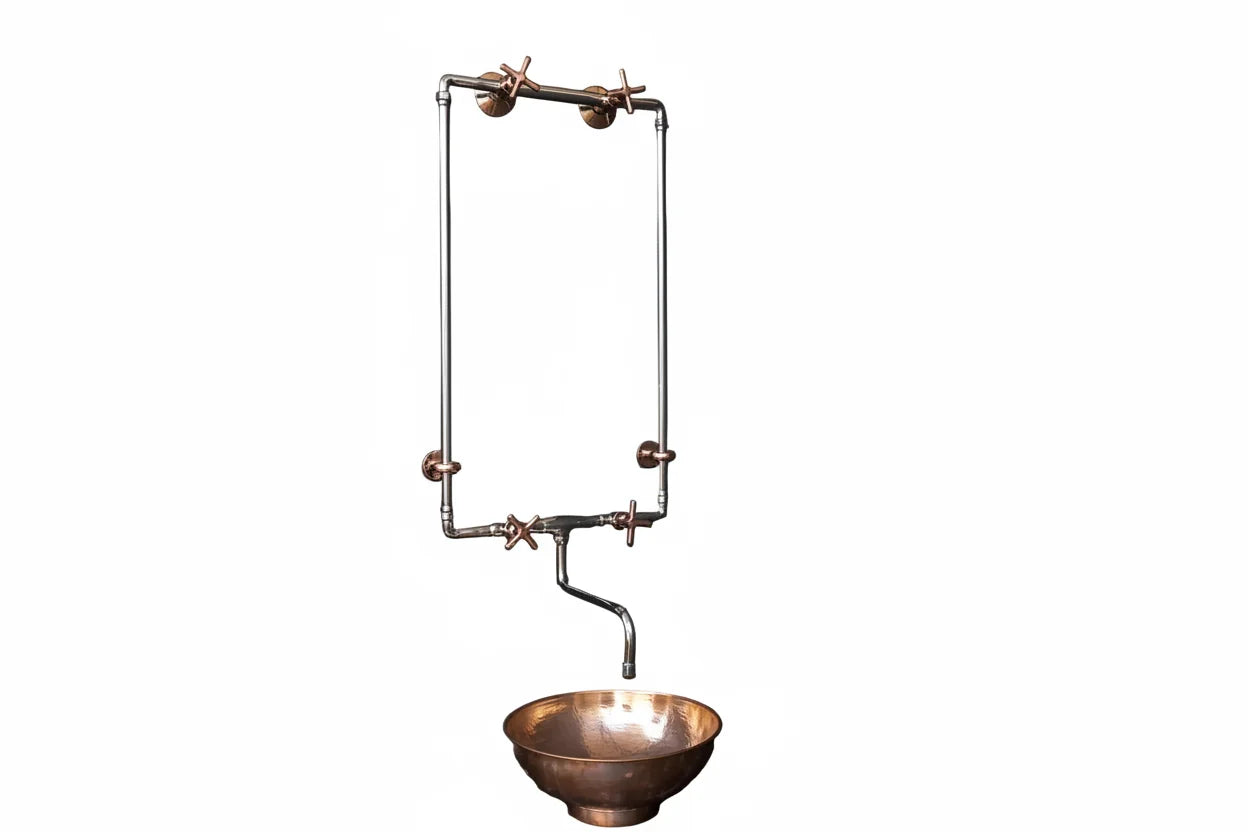 Handmade Wall Mounted Bathroom Faucet with Industrial Style Design