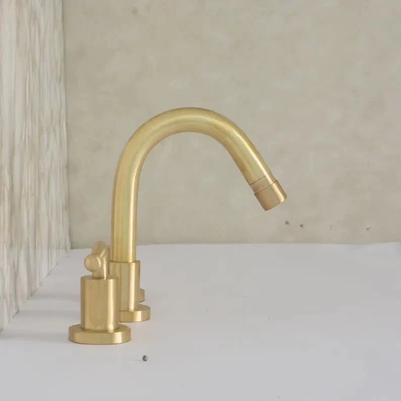 Luxury 3-Hole Brass Bathroom Faucet with Dual Handles