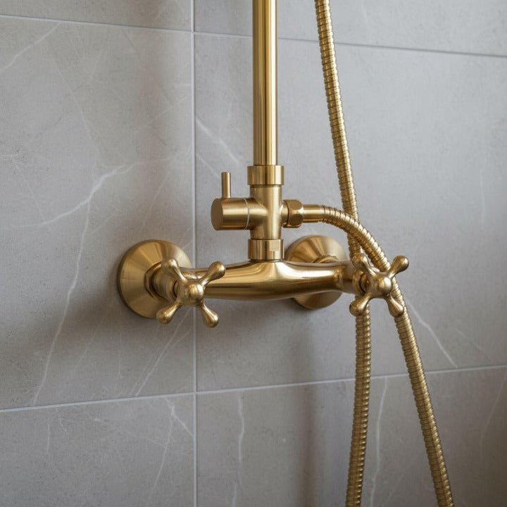 Luxury Vintage Brass Shower Set with Rainfall System and Handheld Sprayer