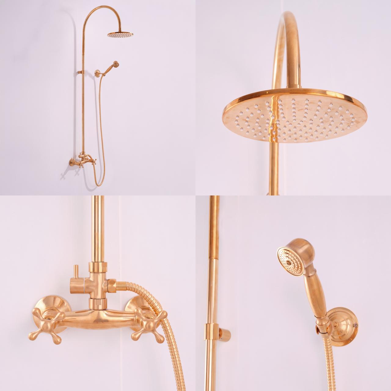 Luxury Vintage Brass Shower Set with Rainfall System and Handheld Sprayer