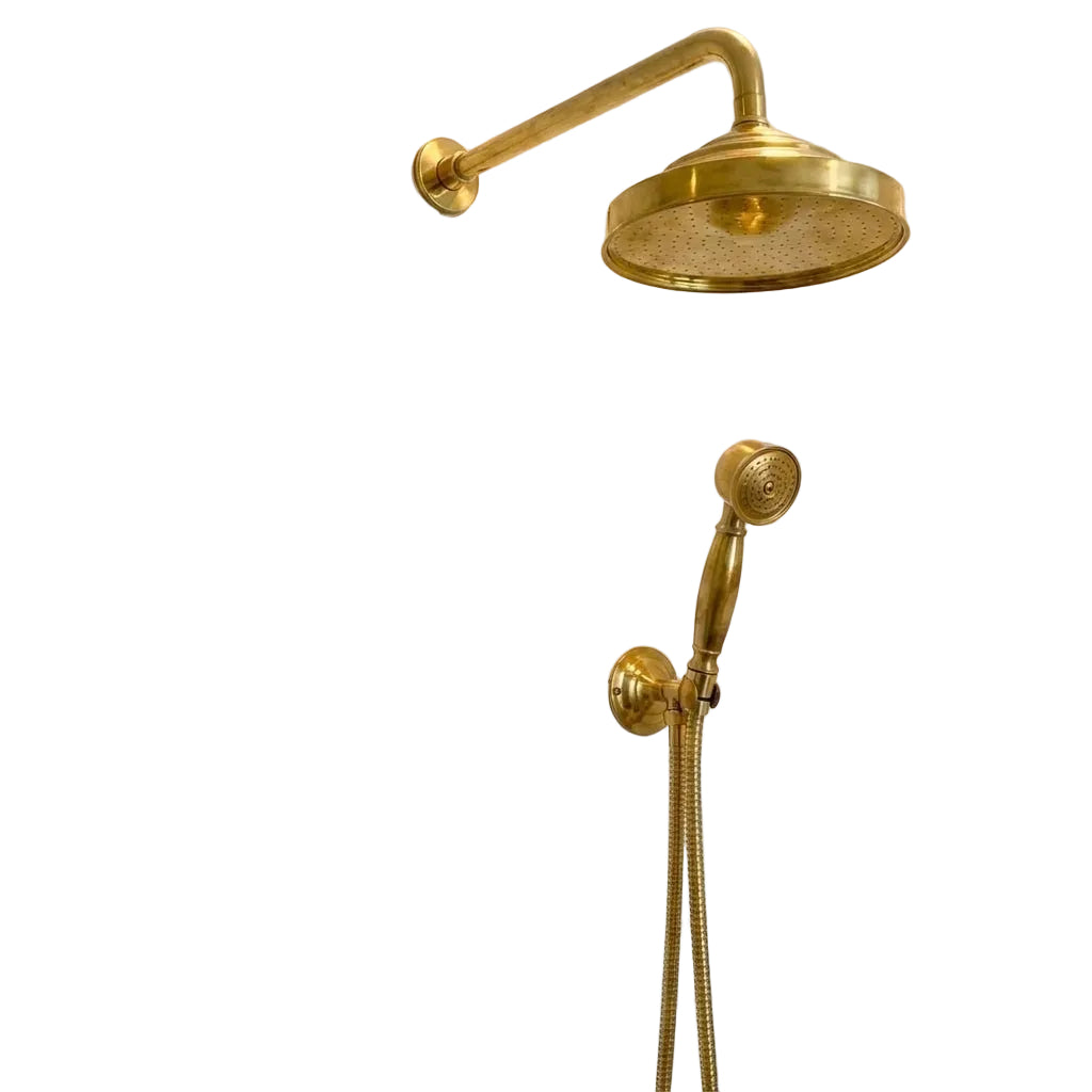 Luxury Unlacquered Brass Exposed Shower System for Elegant Bathrooms