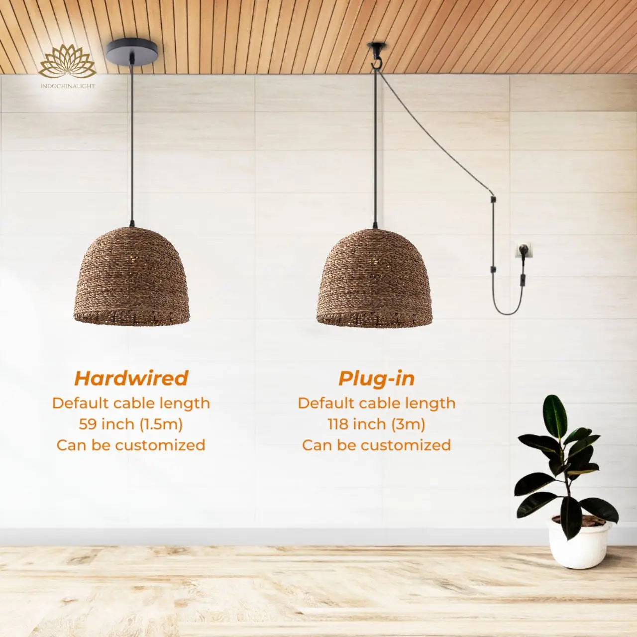 Lydia Wabi Sabi Wicker Pendant Light