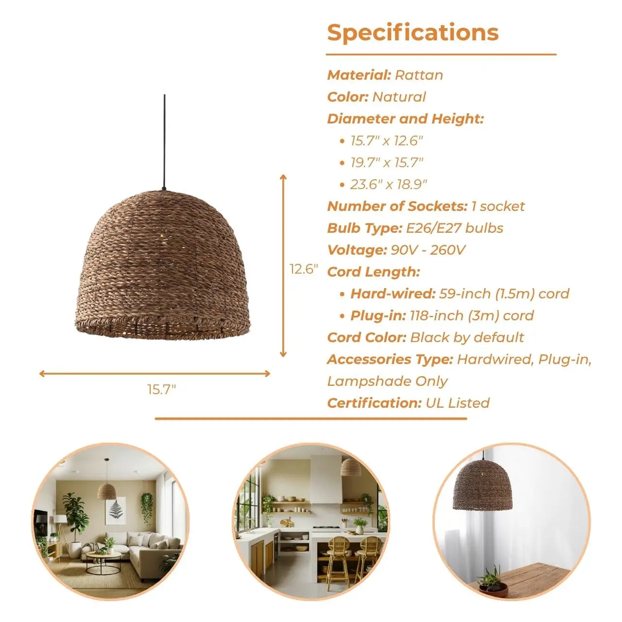 Lydia Wabi Sabi Wicker Pendant Light