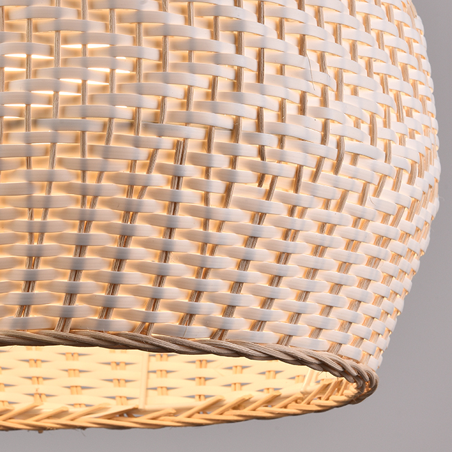 Merock White Rattan Dome Wicker Pendant Light