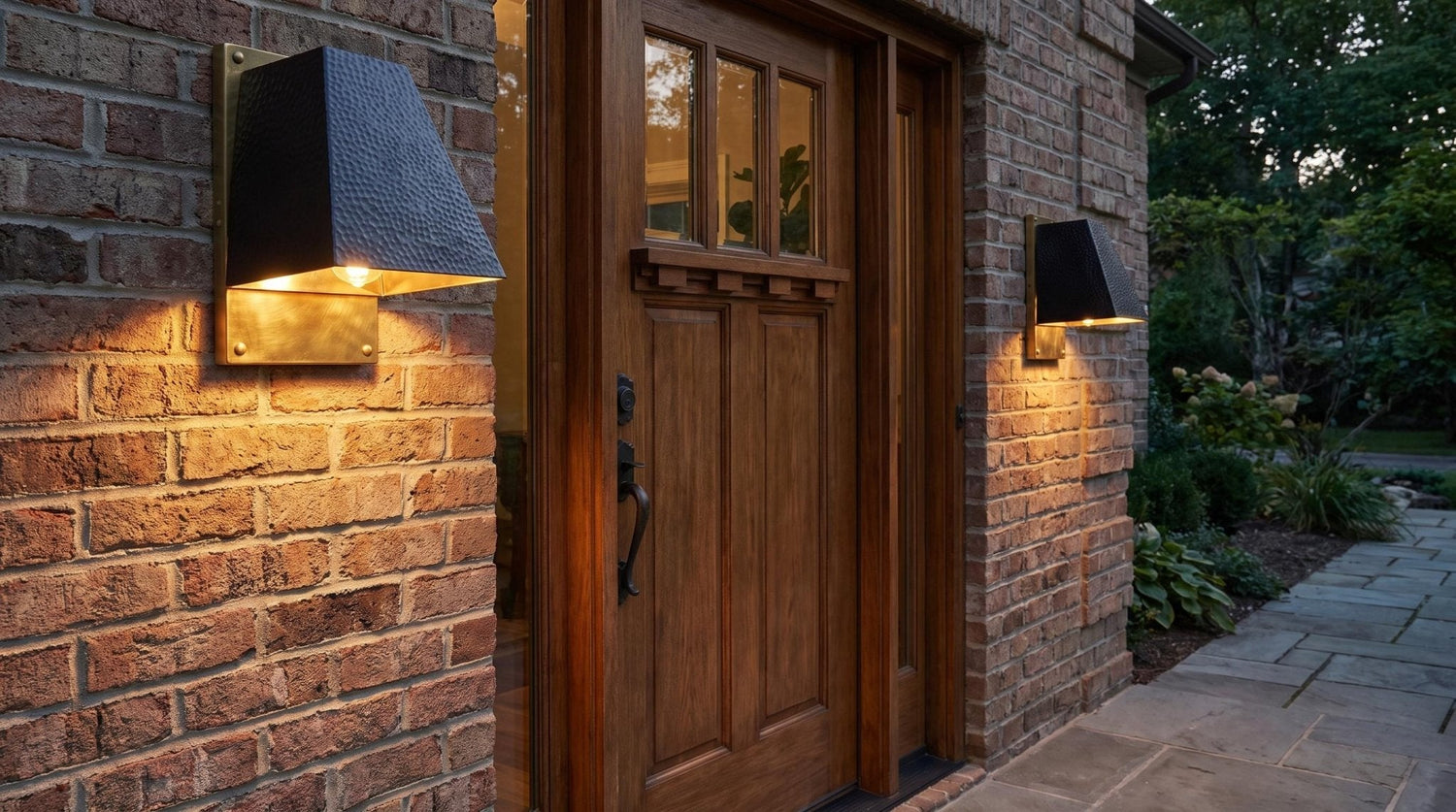 Modern Black and Gold Brass Outdoor Wall Light, Architectural Geometric Foyer Brass Lamp, Luxury Exterior Wall Lantern