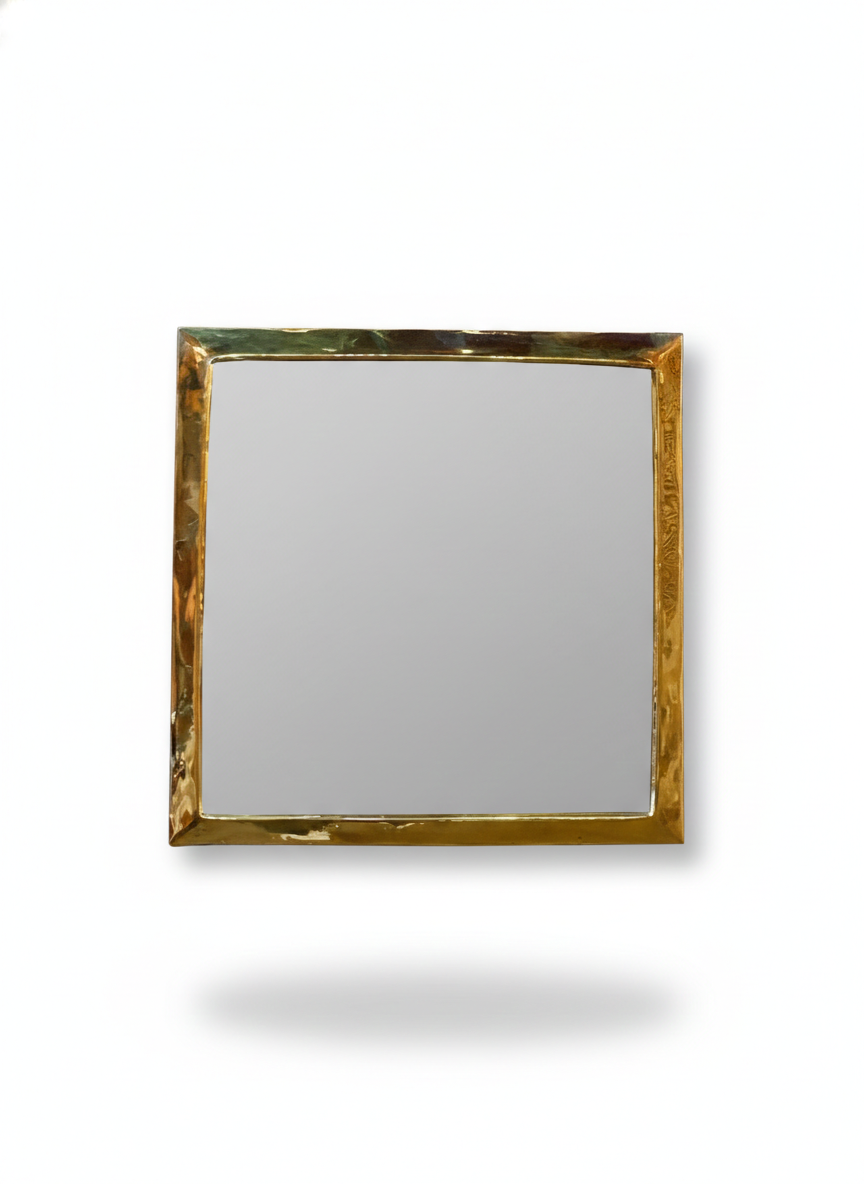 Varaudu Gold Square Mirror Unlacquered Brass Mirror 369099644 - Antique Brass Bathroom Mirror, Vanity Wall Decor