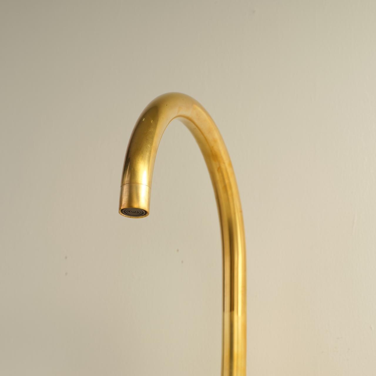 Mykonos Bridge Faucet with Unlacquered Brass Finish