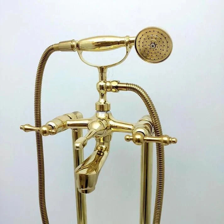 Antique Brass Bathtub Faucet with Hand Shower