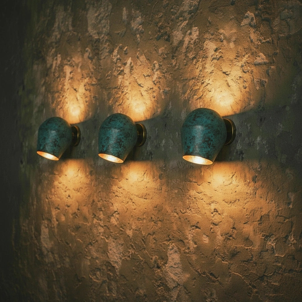 Green Patina Copper Wall Sconce – Handmade Rustic Dome Light