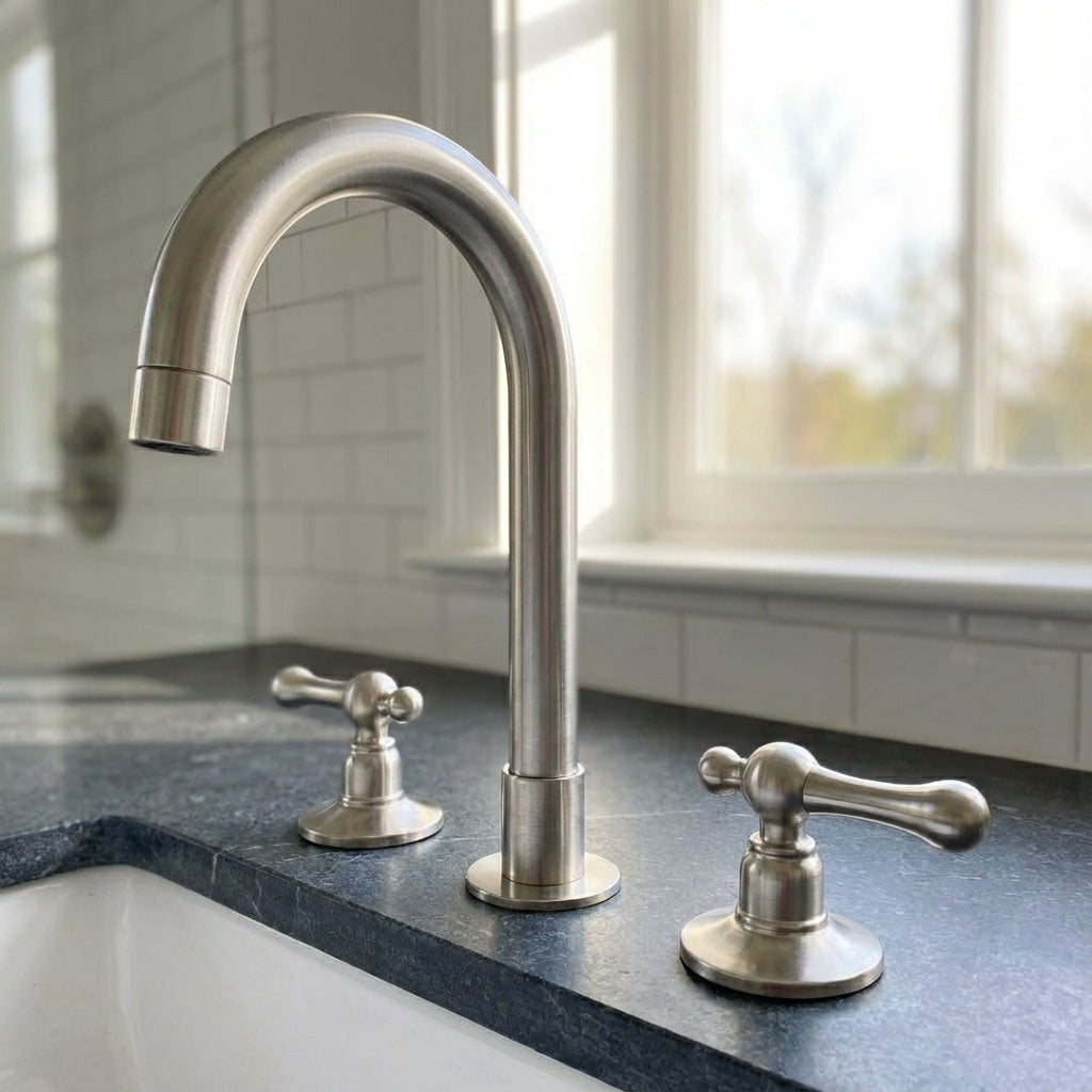 Patina Brass Widespread Bathroom Faucet with Cross Handles