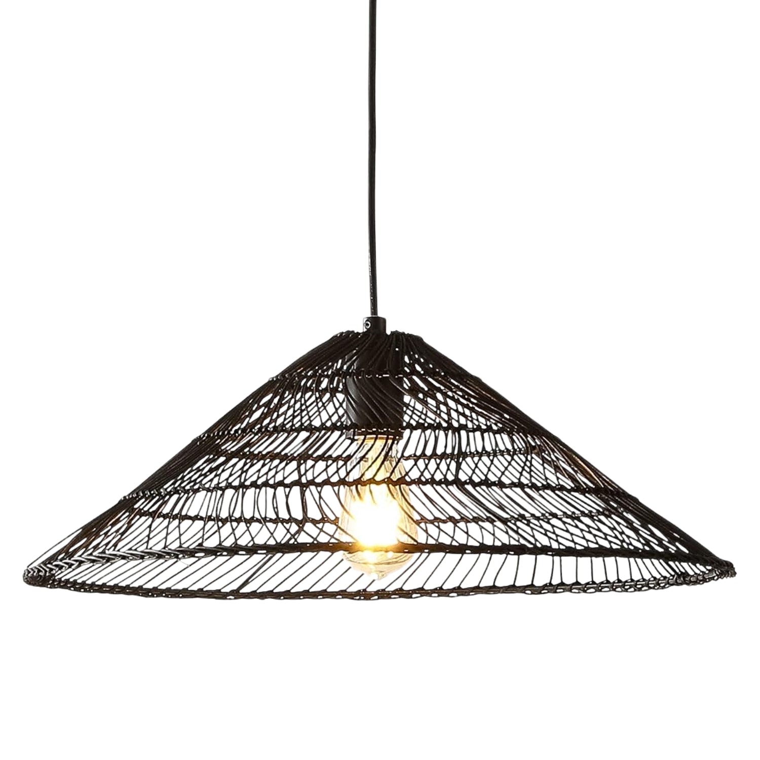 Nova Rattan Pendant Light Black Shade