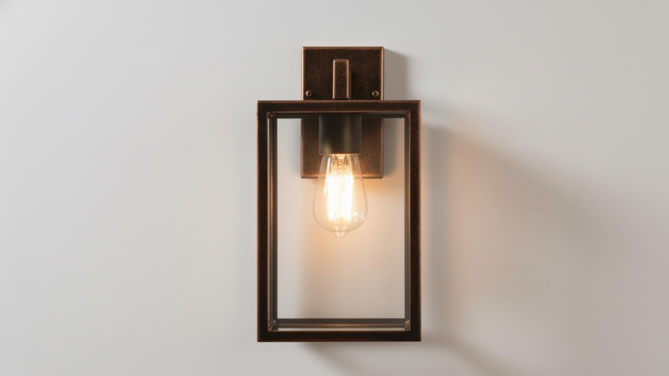 Oil Rubbed Copper Box Lantern - Dark Bronze Outdoor Wall Sconce